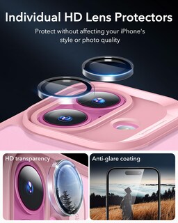 Foto 7 | Funda De Teléfono Esr Para Iphone 16 Plus Con Vidrio Templado Rosa - Venta Internacional.