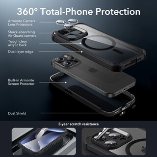 Foto 3 | Funda De Teléfono Esr Para Iphone 15 Pro Max Con Vidrio Templado Negro - Venta Internacional.