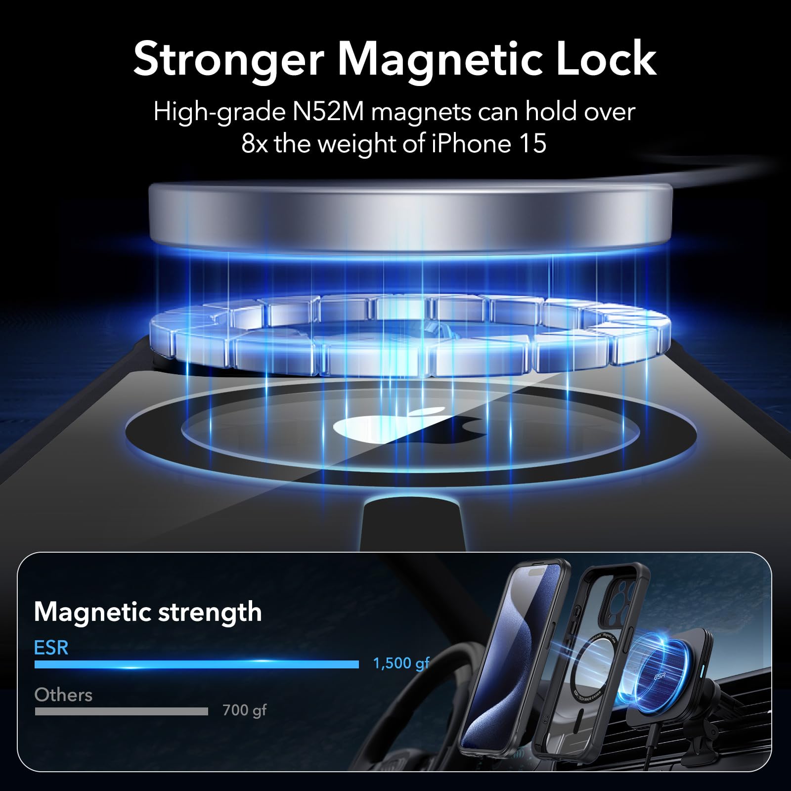 Foto 6 pulgar | Funda De Teléfono Esr Para Iphone 15 Pro Max Con Vidrio Templado Negro - Venta Internacional.