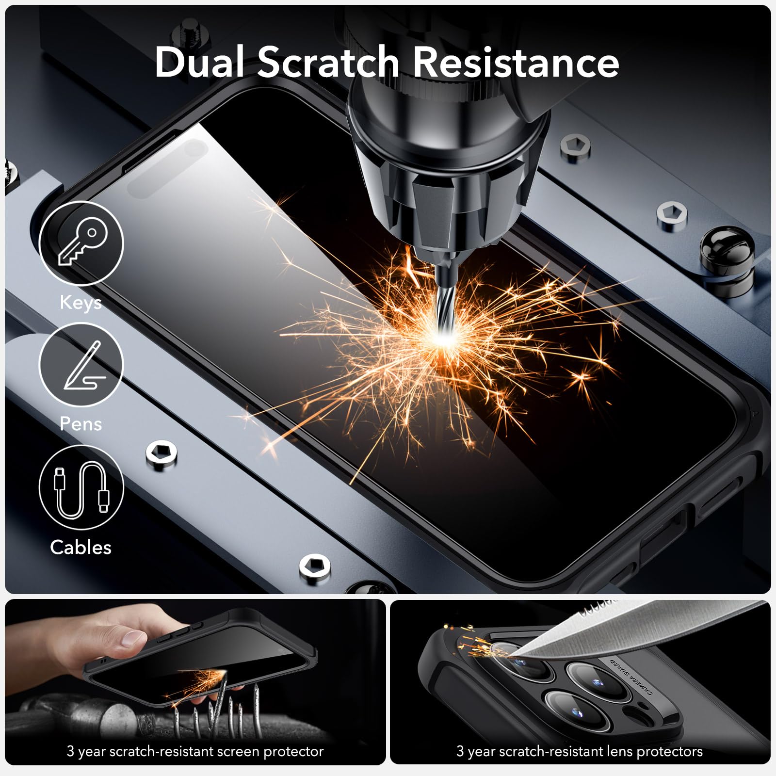 Foto 8 pulgar | Funda De Teléfono Esr Para Iphone 15 Pro Max Con Vidrio Templado Negro - Venta Internacional.