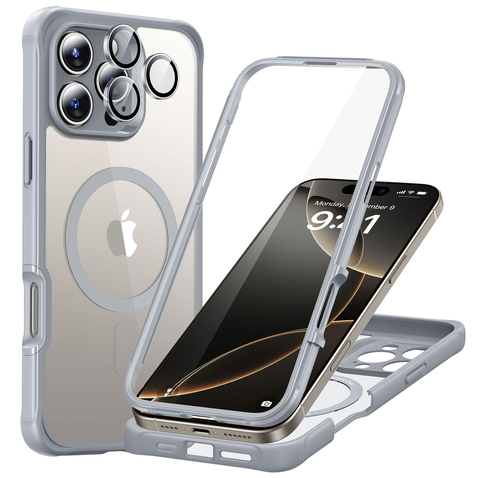 Foto 2 pulgar | Funda De Teléfono Esr Para Iphone 16 Pro Con Vidrio Templado Gris Transparente - Venta Internacional.