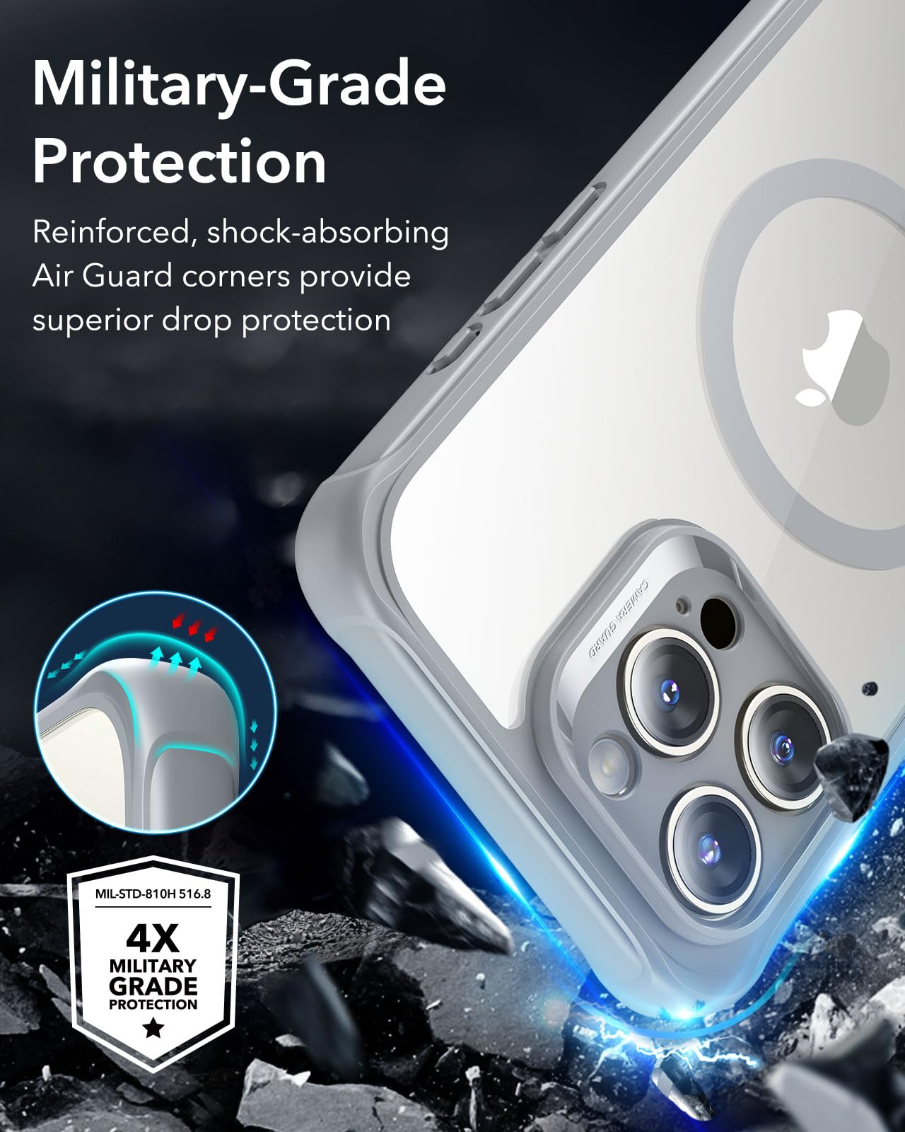Foto 5 pulgar | Funda De Teléfono Esr Para Iphone 16 Pro Con Vidrio Templado Gris Transparente - Venta Internacional.