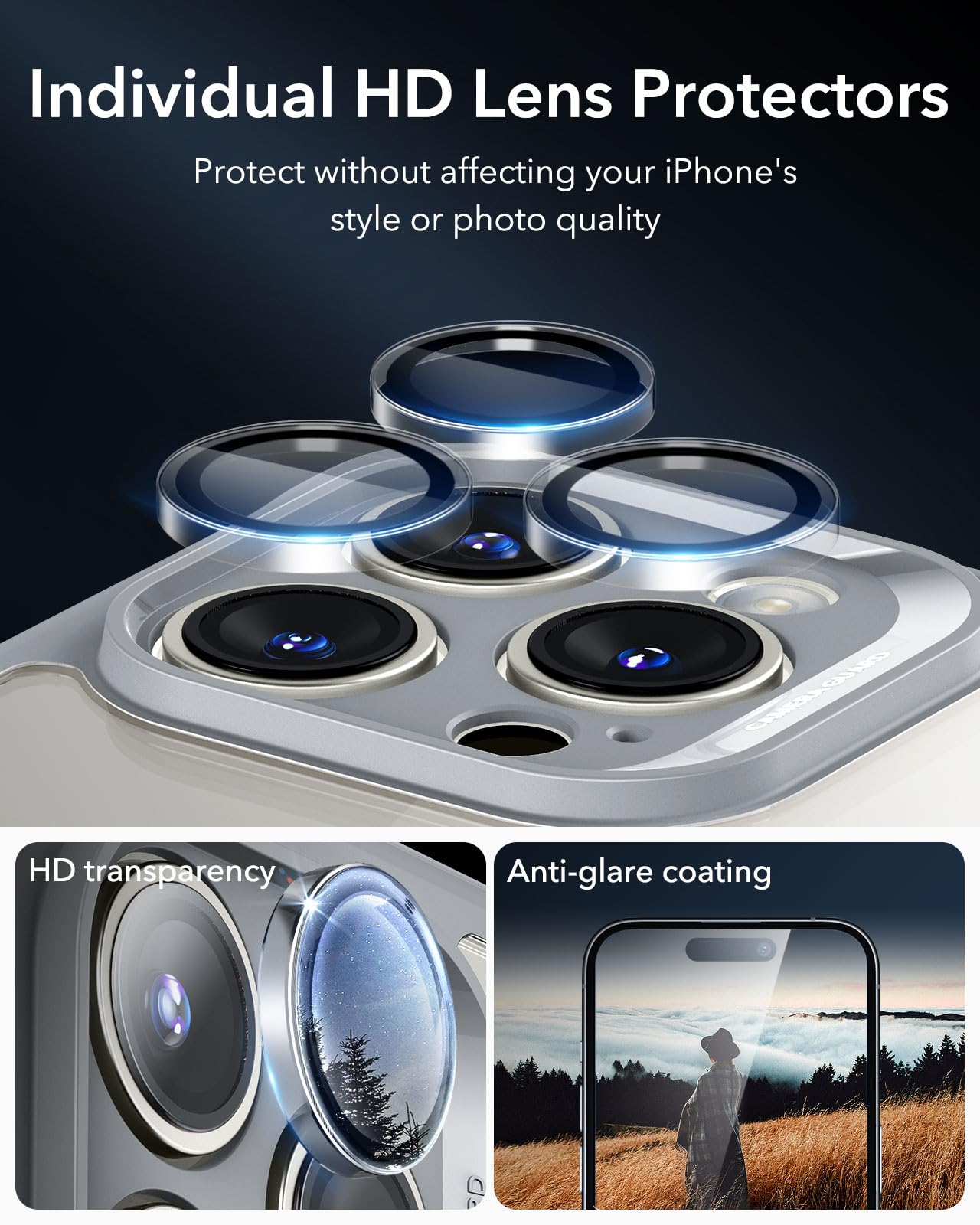 Foto 7 | Funda De Teléfono Esr Para Iphone 16 Pro Con Vidrio Templado Gris Transparente - Venta Internacional.