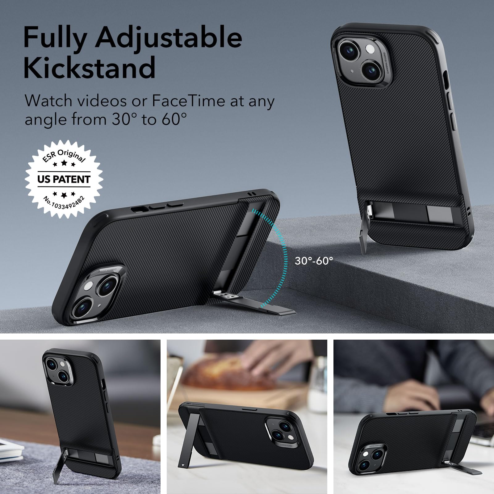 Foto 4 pulgar | Funda De Teléfono Esr Para Iphone 15, Soporte Metálico, 3 Modos De Soporte - Venta Internacional.