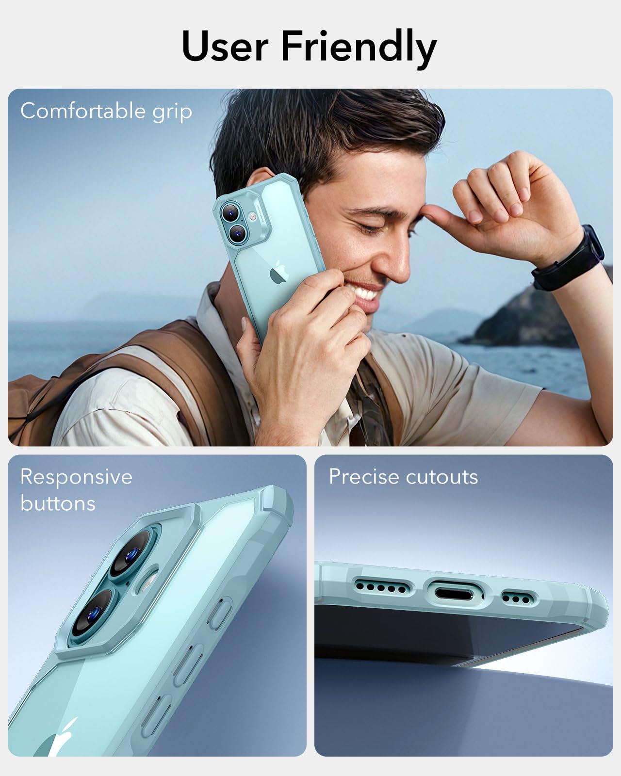 Foto 7 | Funda De Teléfono Esr Air Armor Series Para Iphone 16, Color Verde Transparente - Venta Internacional.