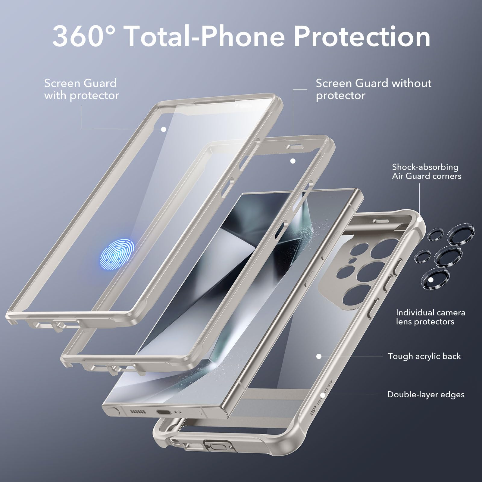 Foto 4 pulgar | Funda Esr Armor Series Para Samsung Galaxy S24 Ultra Clear Grey - Venta Internacional.