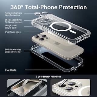 Foto 3 | Funda De Teléfono Esr Para Iphone 15 Pro Con Funda Transparente De Vidrio Templado - Venta Internacional.
