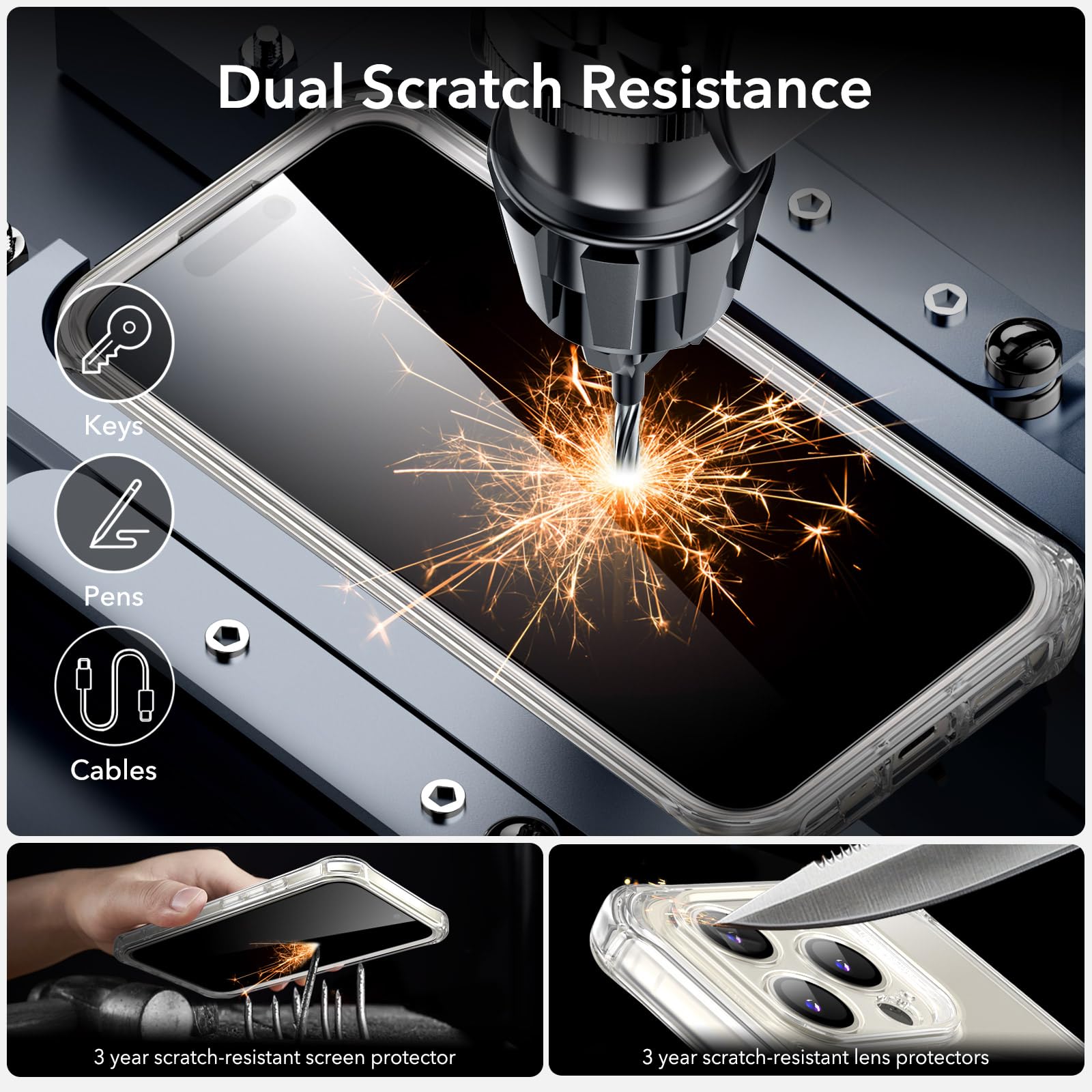 Foto 8 pulgar | Funda De Teléfono Esr Para Iphone 15 Pro Con Funda Transparente De Vidrio Templado - Venta Internacional.