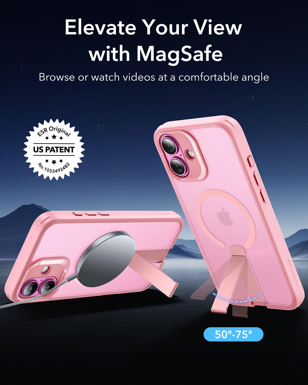 Foto 3 pulgar | Funda De Teléfono Esr Boost Series Para Iphone 16 Con Soporte Rosa - Venta Internacional.