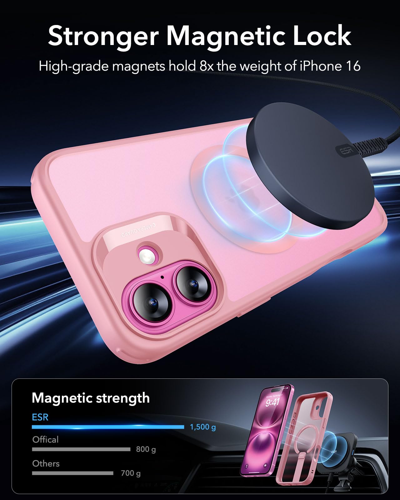 Foto 4 pulgar | Funda De Teléfono Esr Boost Series Para Iphone 16 Con Soporte Rosa - Venta Internacional.