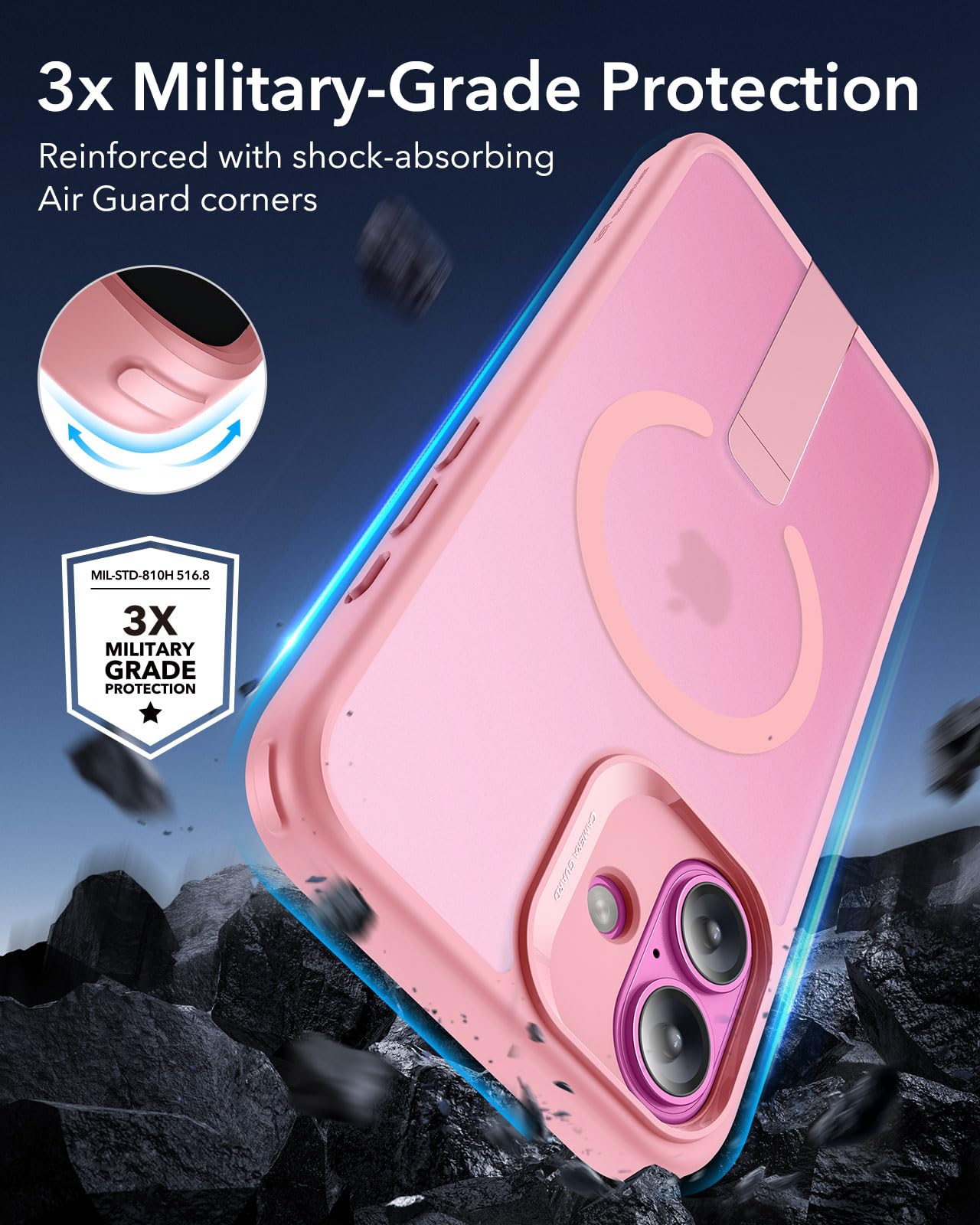 Foto 4 | Funda De Teléfono Esr Boost Series Para Iphone 16 Con Soporte Rosa - Venta Internacional.
