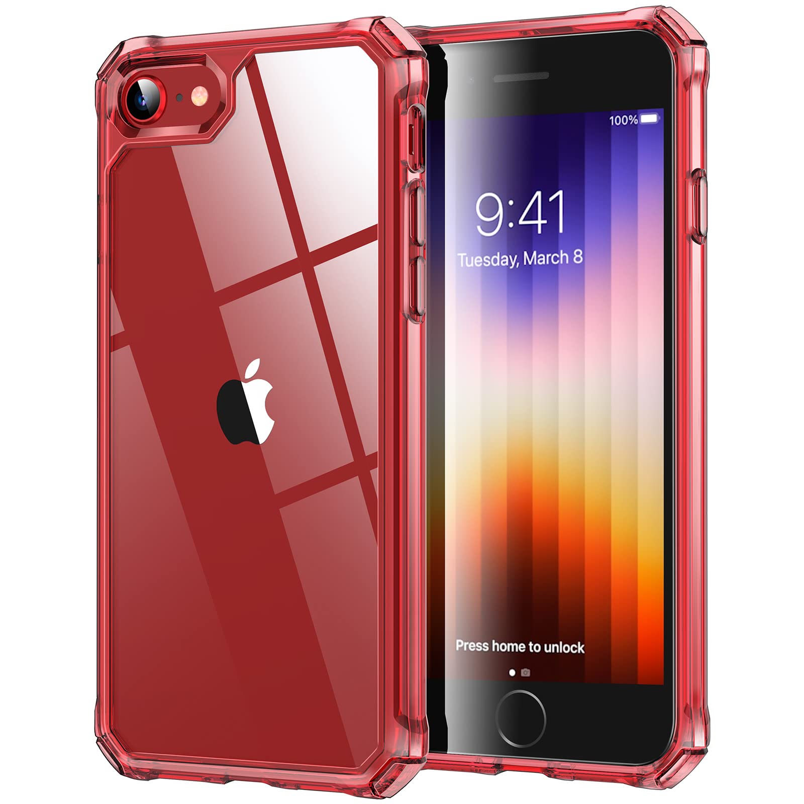 Foto 2 pulgar | Funda De Teléfono Esr Air Armor Clear Red Para Iphone Se (2022) - Venta Internacional.