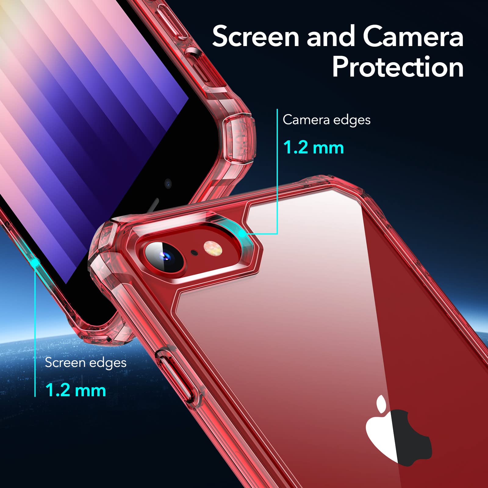 Foto 5 pulgar | Funda De Teléfono Esr Air Armor Clear Red Para Iphone Se (2022) - Venta Internacional.
