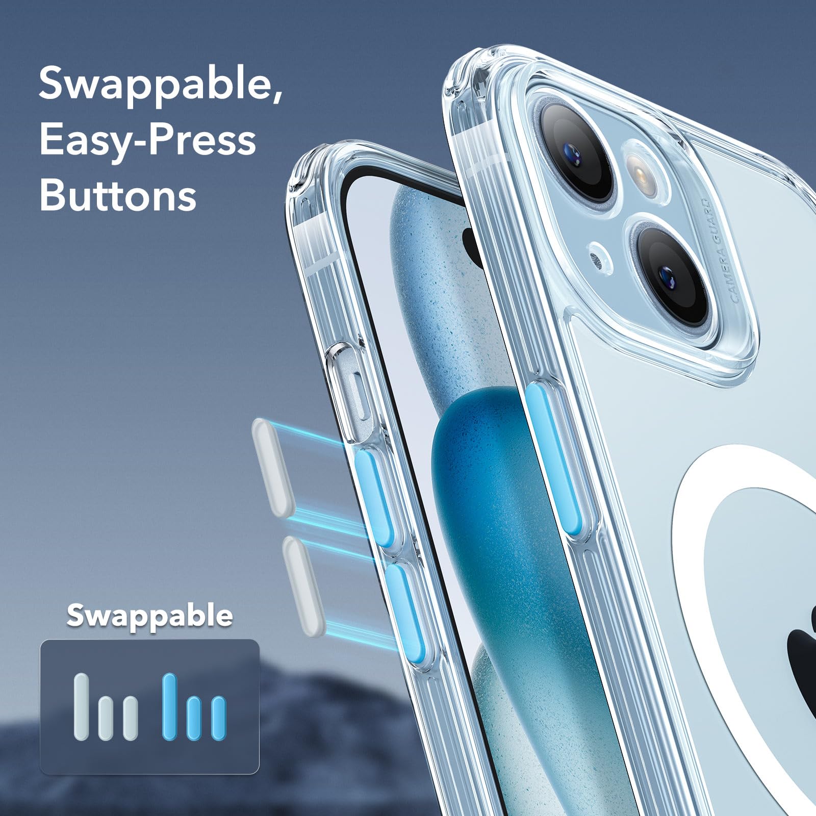 Foto 6 | Funda De Teléfono Esr Para Iphone 15 Plus, Translúcida, Mate, Azul Transparente - Venta Internacional.