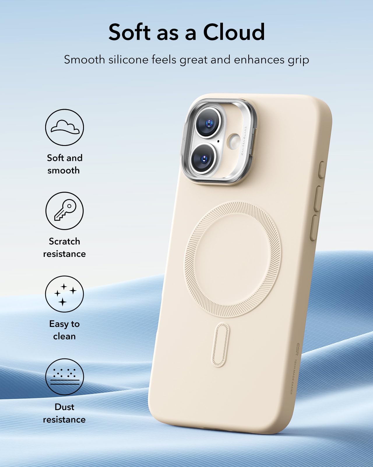 Foto 3 pulgar | Funda De Teléfono Esr Para Iphone 16 Plus De Silicona Con Soporte, Color Canela - Venta Internacional.