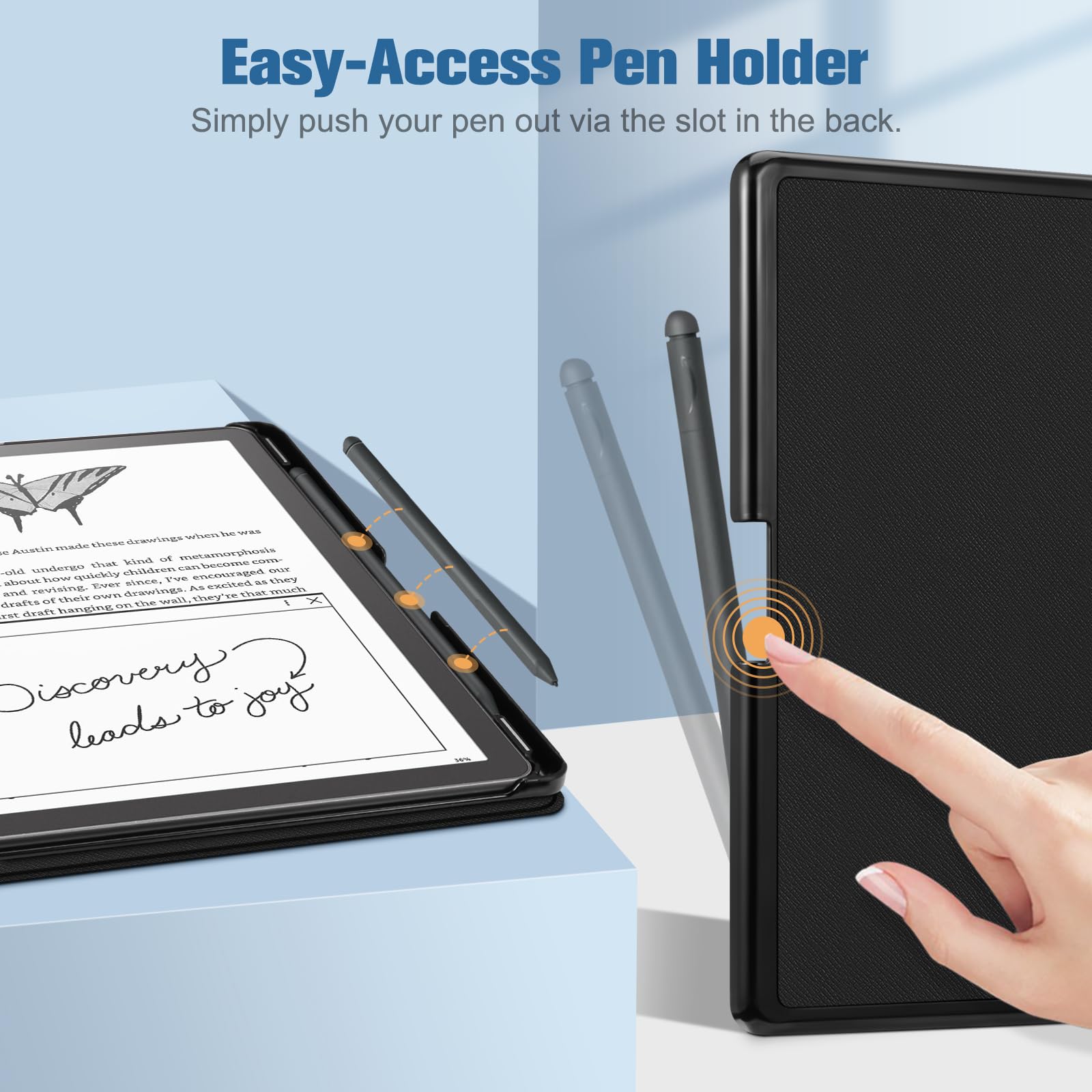 Foto 3 | Funda Fintie Slim Para Kindle Scribe 10.2 Con Soporte Para Bolígrafos, Color Negro - Venta Internacional.