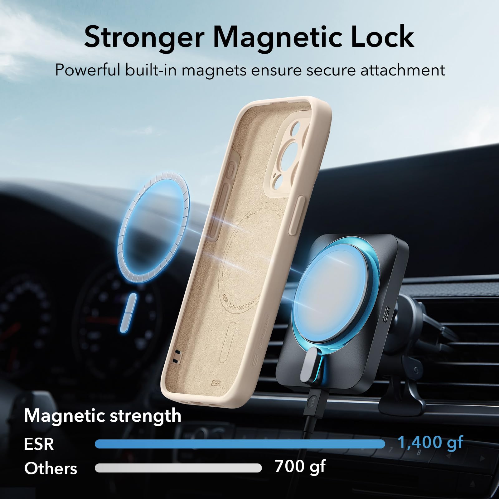Foto 3 | Funda Esr Para Iphone 15 Pro Con Magsafe Que Absorbe Los Golpes, Color Canela Claro - Venta Internacional.