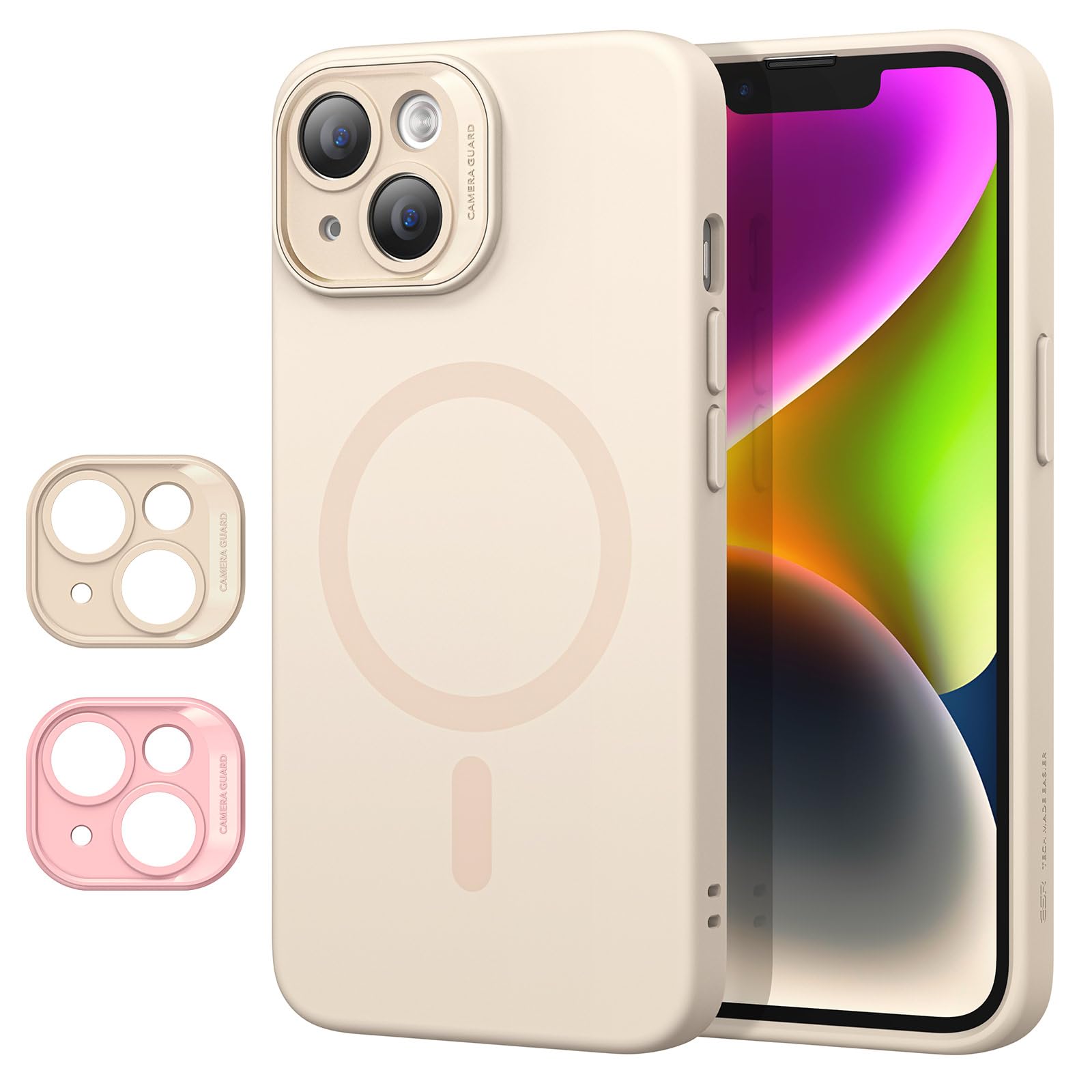 Foto 2 pulgar | Funda De Teléfono Esr Para Iphone 14 Con Magsafe Silicone Light Tan - Venta Internacional.