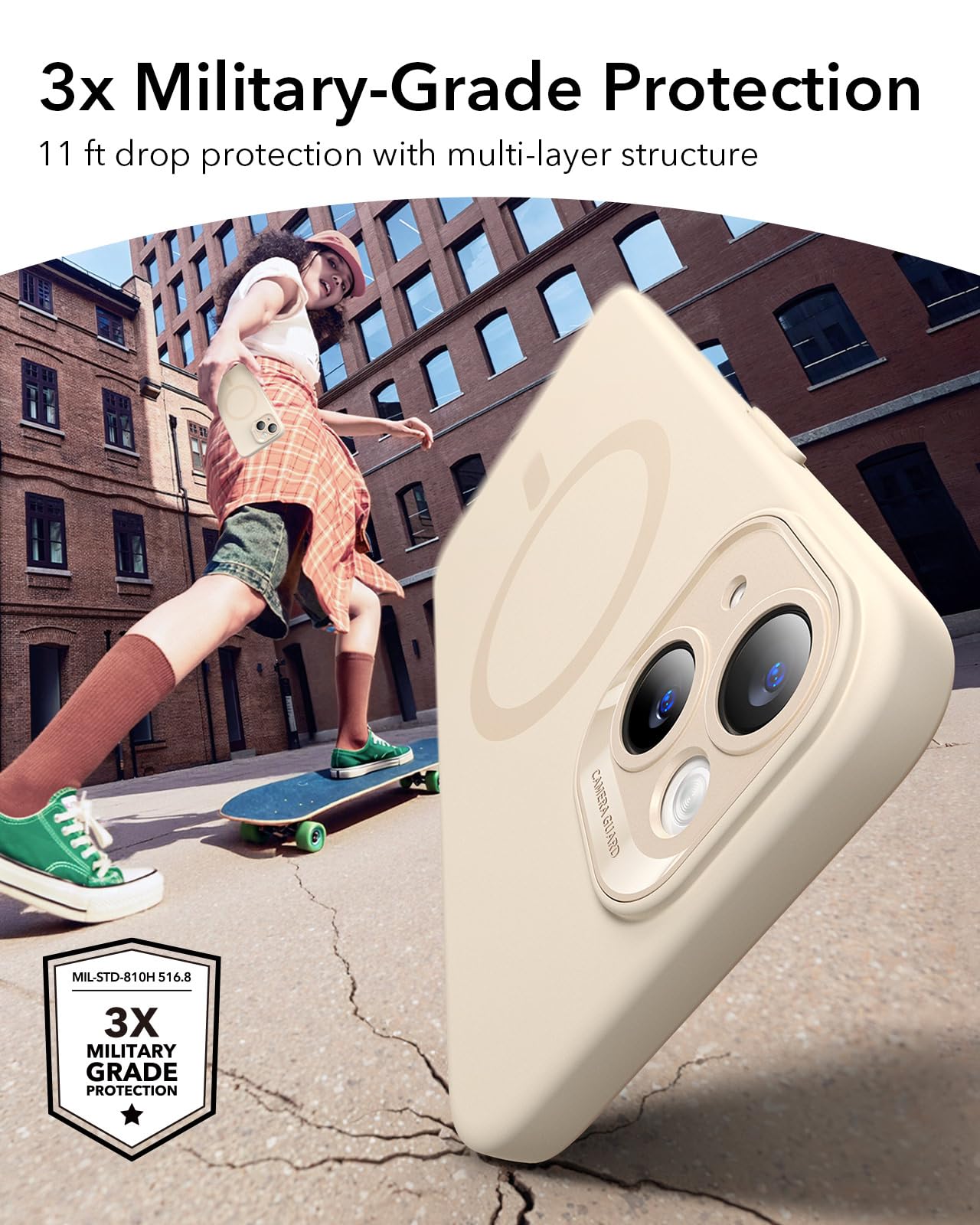 Foto 4 pulgar | Funda De Teléfono Esr Para Iphone 14 Con Magsafe Silicone Light Tan - Venta Internacional.