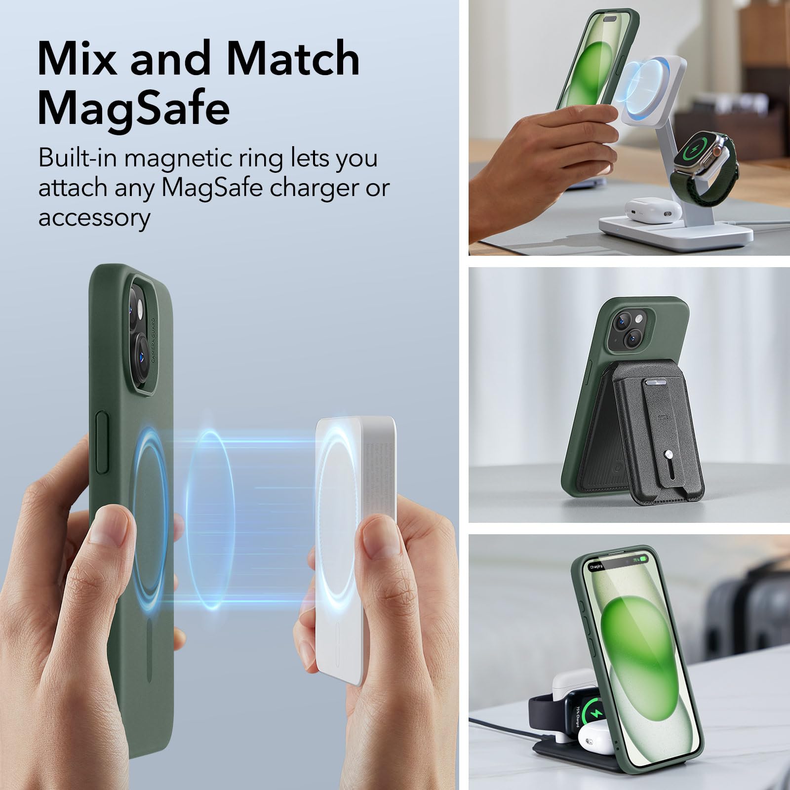 Foto 7 | Funda Esr Para Iphone 15 Con Carga Magnética Magsafe, Color Verde - Venta Internacional.
