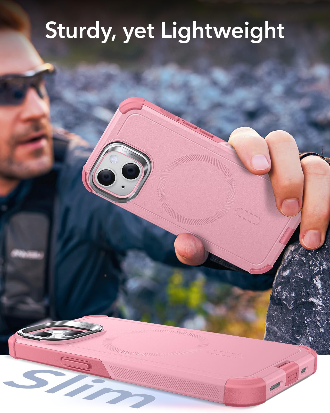 Foto 7 | Funda De Teléfono Esr Cyber Series Con Soporte Para Iphone 13/14, Color Rosa - Venta Internacional.