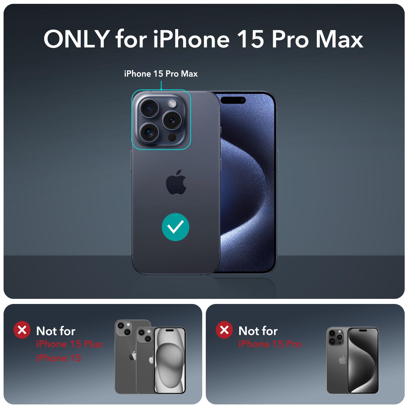 Foto 2 | Funda De Teléfono Esr Para Iphone 15 Pro Max Con Vidrio Templado Transparente - Venta Internacional.