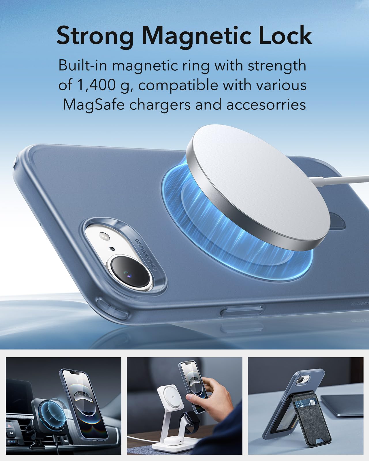 Foto 5 pulgar | Funda Esr Para Iphone 16e Halolock Zero, Transparente, Azul Esmerilado - Venta Internacional.