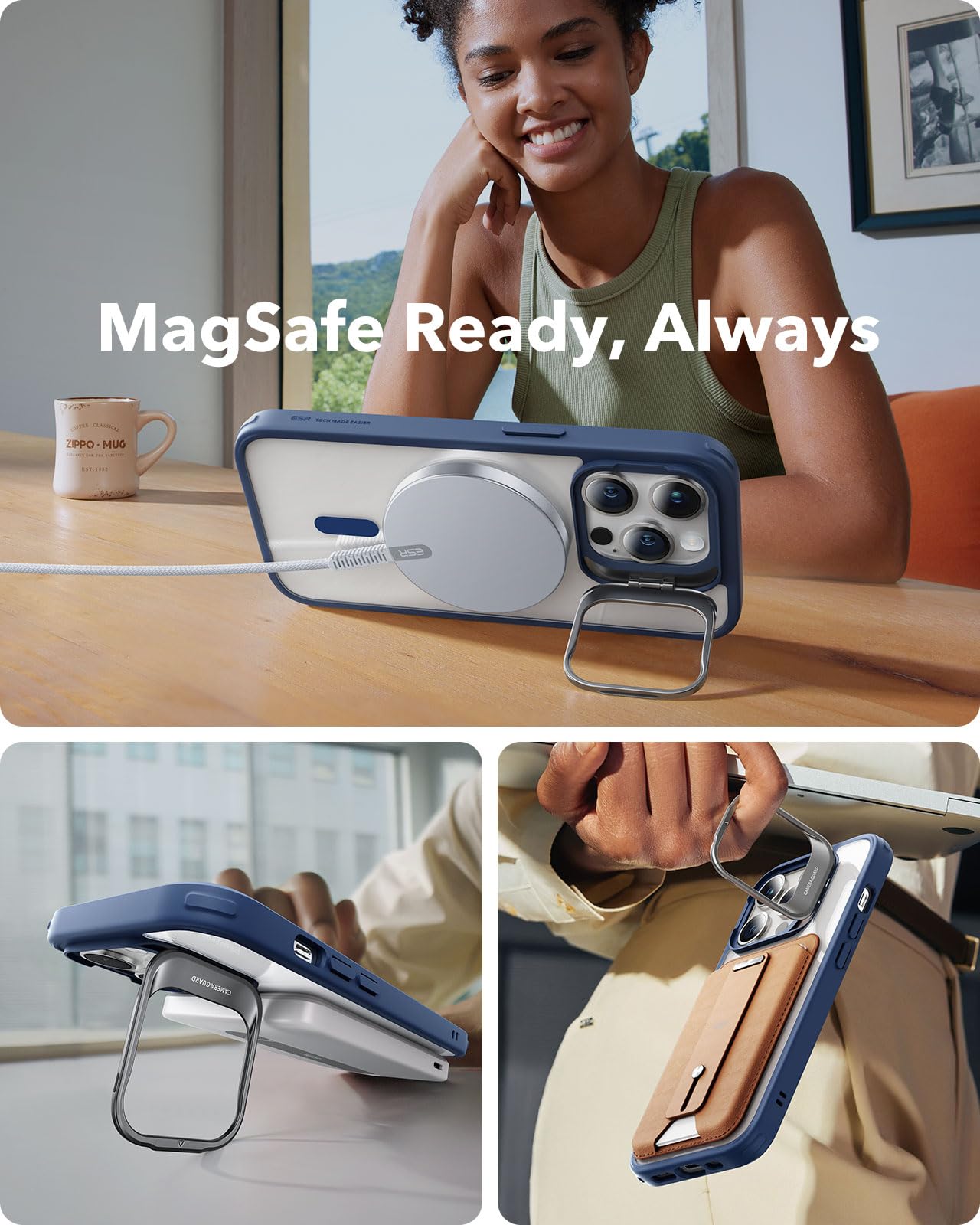 Foto 5 pulgar | Funda De Teléfono Esr Para Iphone 14 Pro Con Magsafe Clear Blue - Venta Internacional.