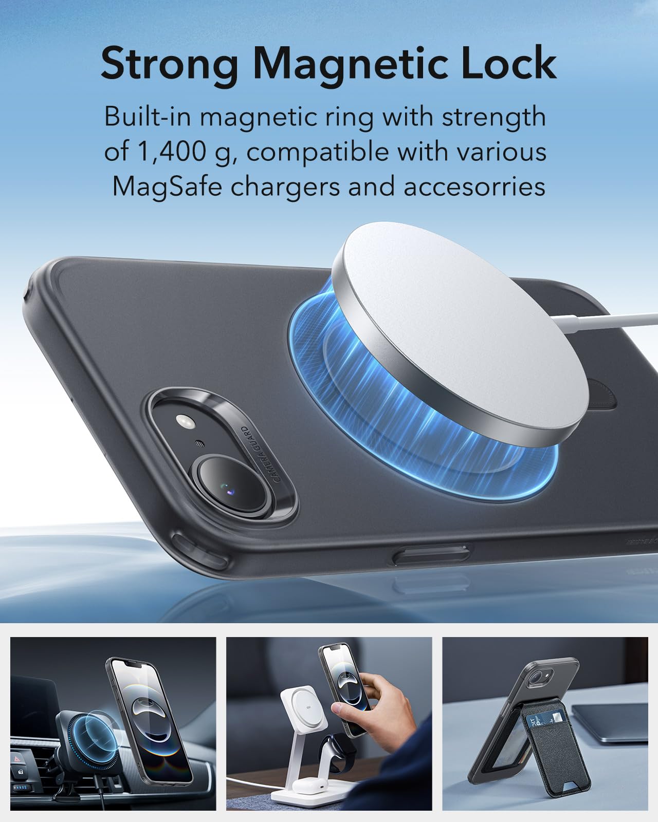 Foto 5 | Funda Esr Halolock Zero Clear Para Iphone 16e, Color Negro Esmerilado - Venta Internacional.