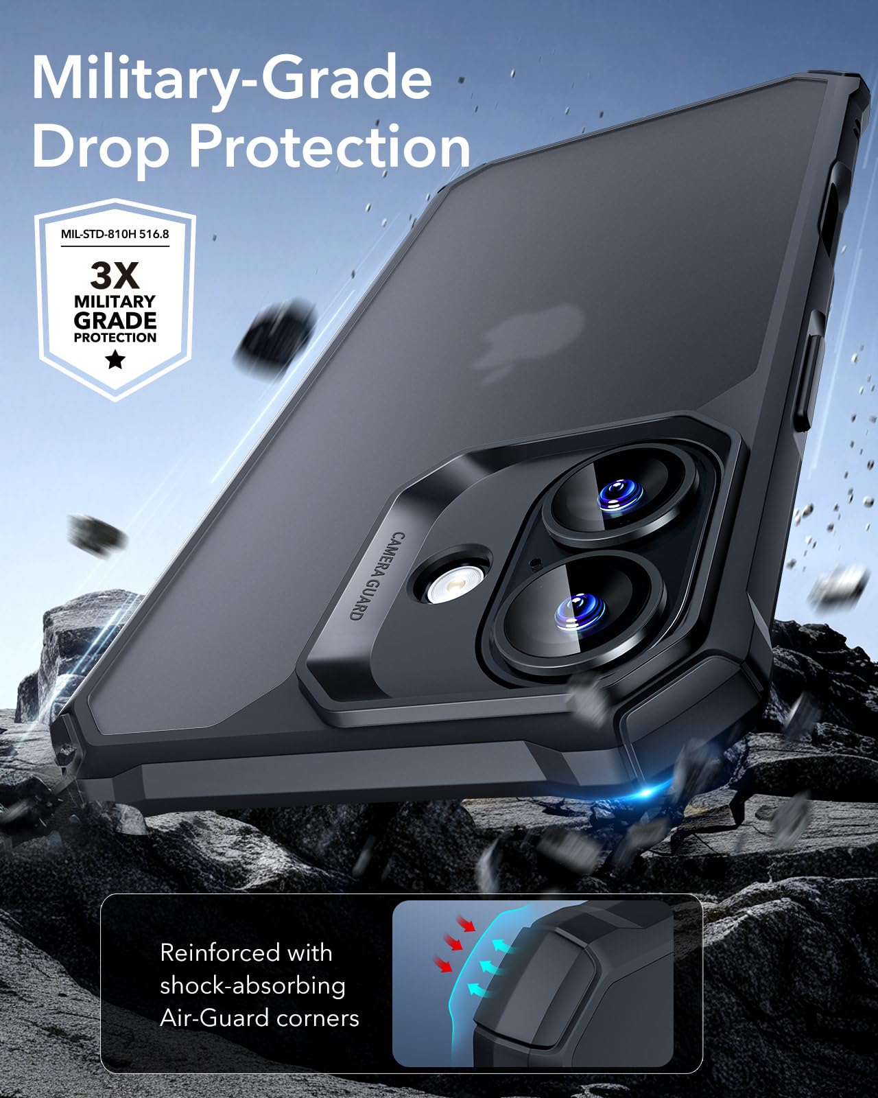 Foto 4 pulgar | Funda De Teléfono Esr Air Armor Series Para Iphone 16 - Negro Esmerilado - Venta Internacional.