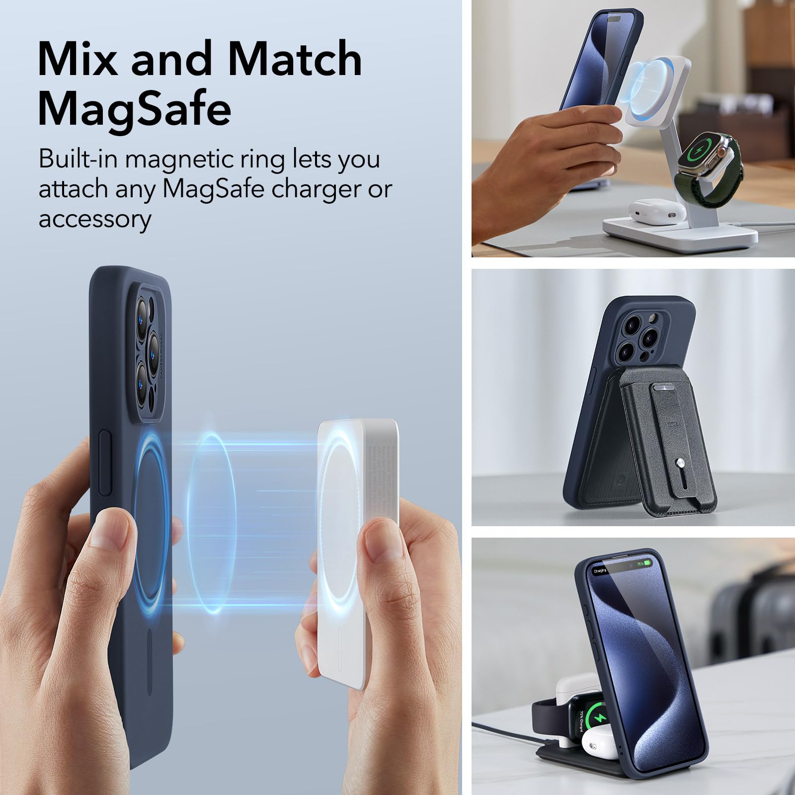 Foto 8 pulgar | Funda Esr Para Iphone 15 Pro Max Con Magsafe, Azul Oscuro - Venta Internacional.