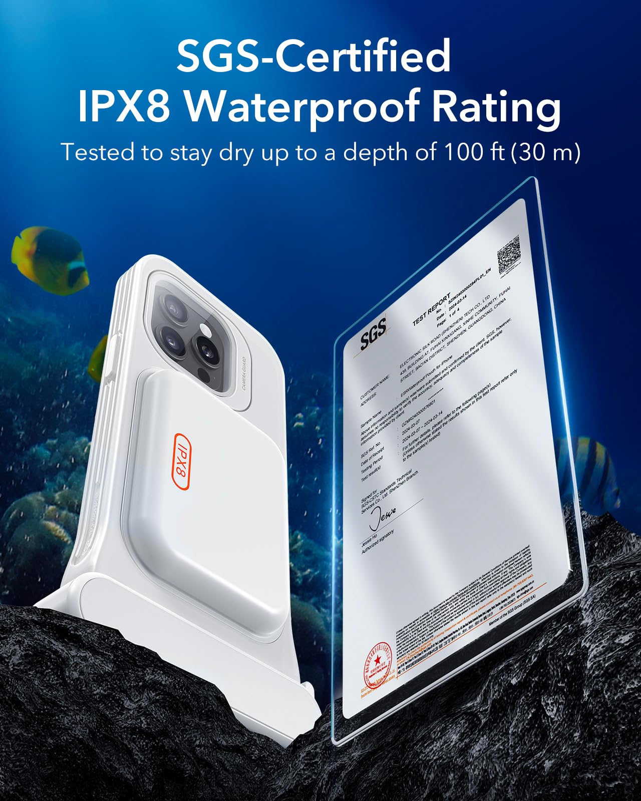 Foto 8 pulgar | Funda Impermeable Esr Para Iphone 15/14/13 Pro Clear - Venta Internacional.