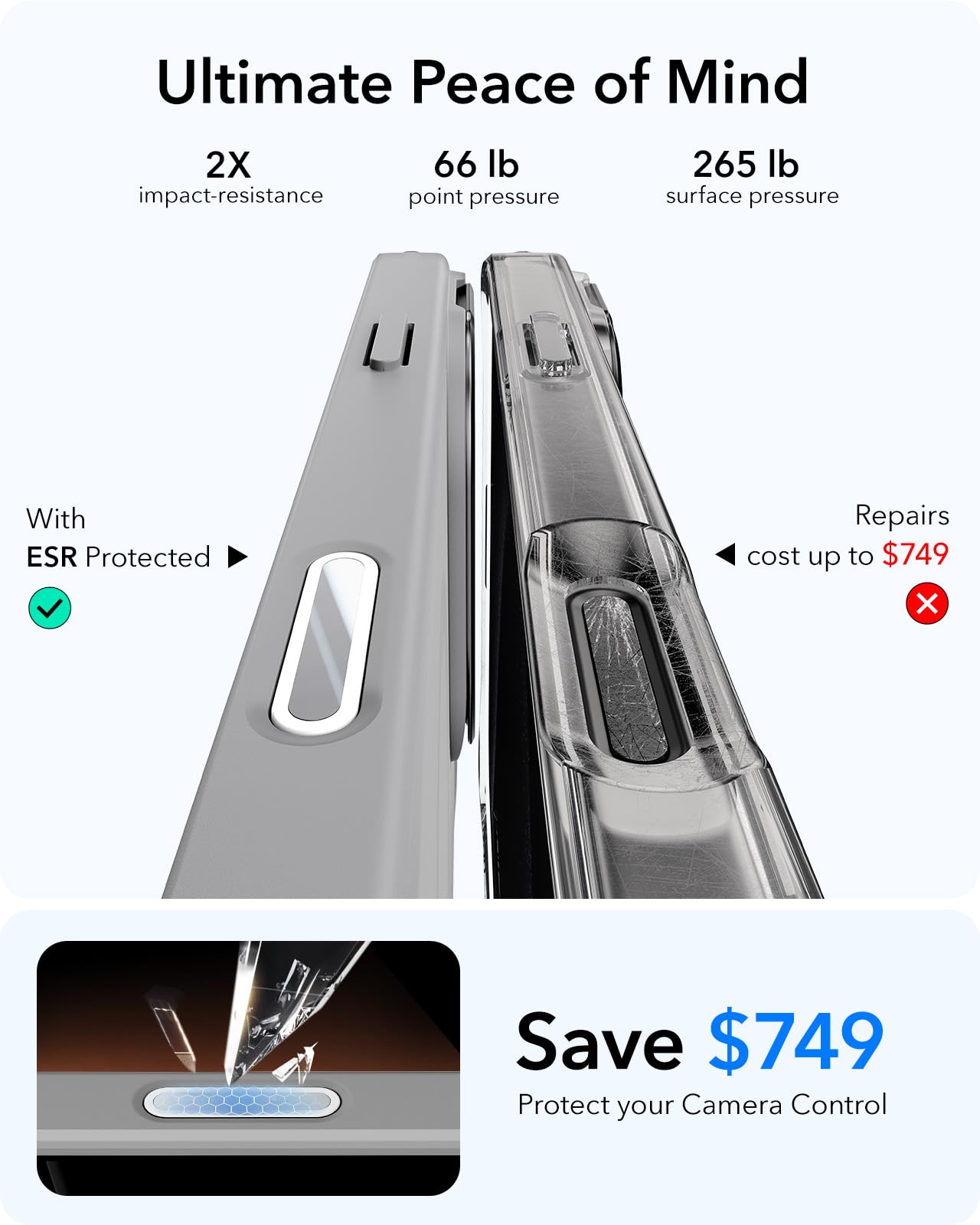 Foto 7 pulgar | Funda De Teléfono Esr Para Iphone 16 Pro Con Control De Cámara Magsafe Clear - Venta Internacional.