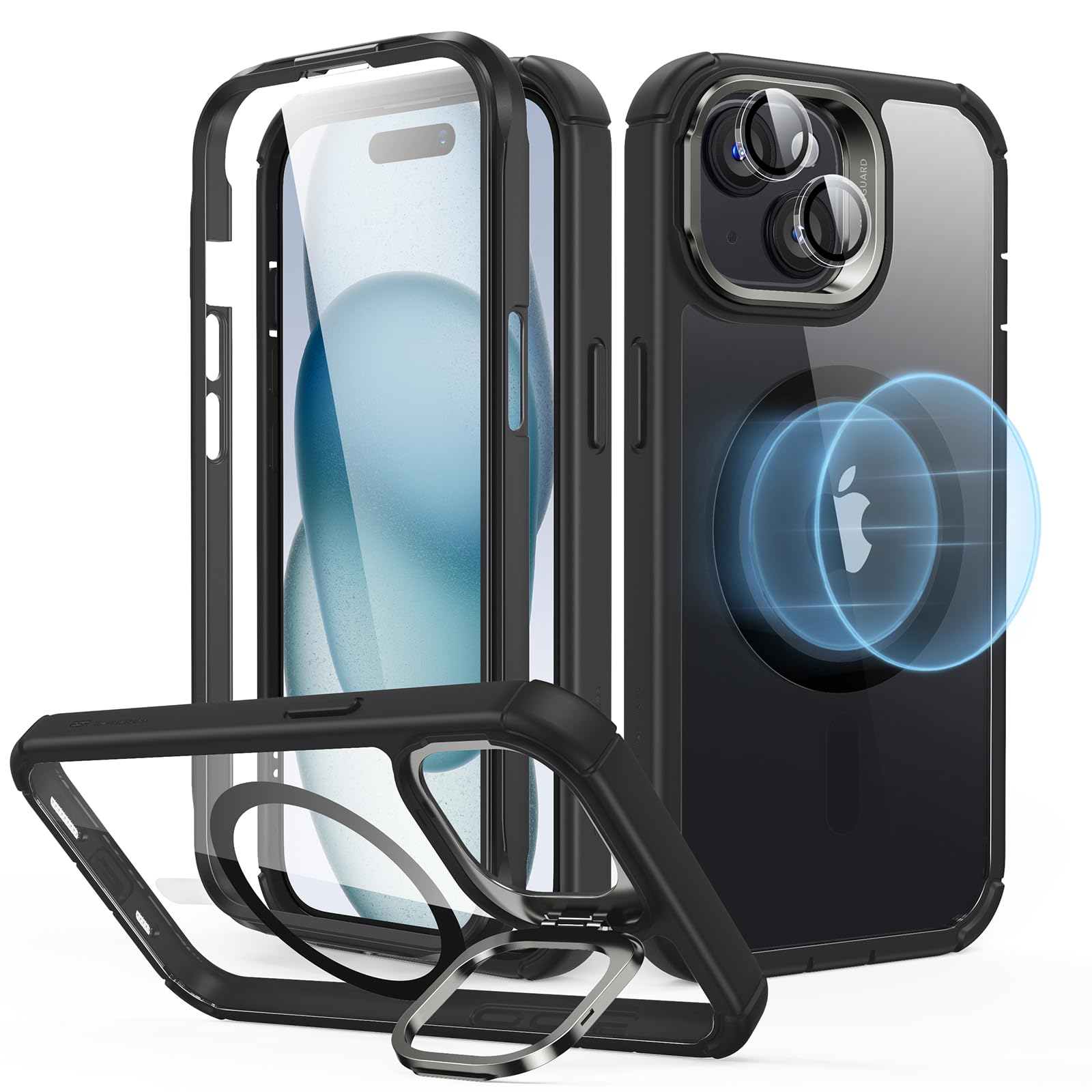 Foto 1 | Funda Esr Para Iphone 15 Con Soporte Magsafe De Cuerpo Completo, Color Negro Transparente - Venta Internacional.