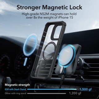 Foto 6 | Funda Esr Para Iphone 15 Con Soporte Magsafe De Cuerpo Completo, Color Negro Transparente - Venta Internacional.