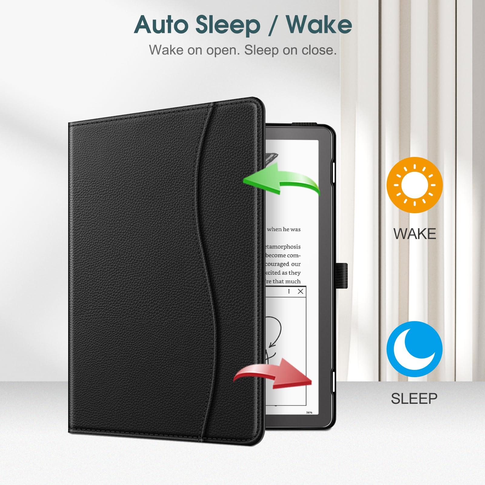 Foto 3 | Funda Fintie Con Soporte Para Kindle Scribe 10.2'' 2024/2022, Color Negro - Venta Internacional.