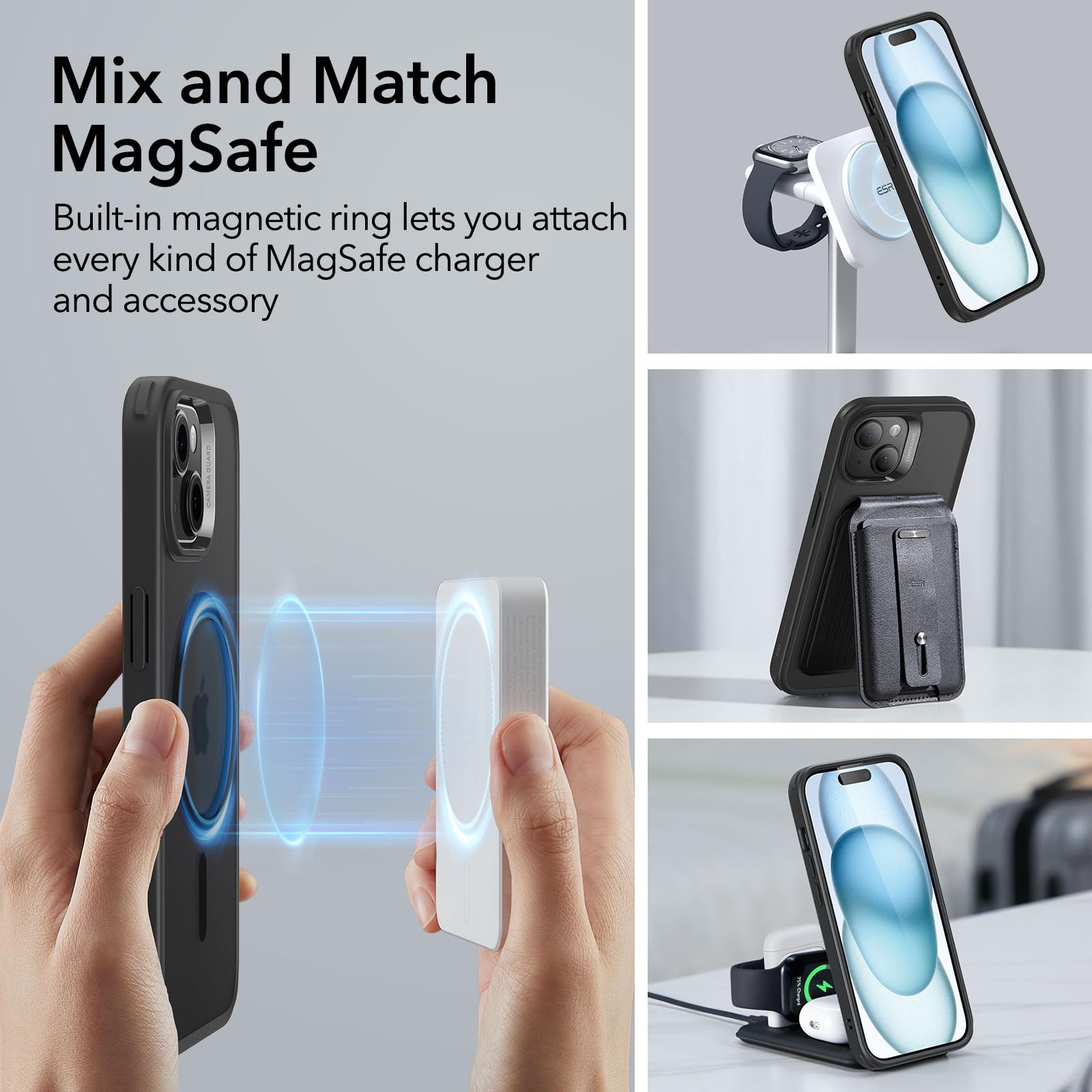 Foto 3 | Funda Esr Para Iphone 15 Con Magsafe, De Grado Militar, Resistente Al Amarilleo, Negro Esmerilado - Venta Internacional.