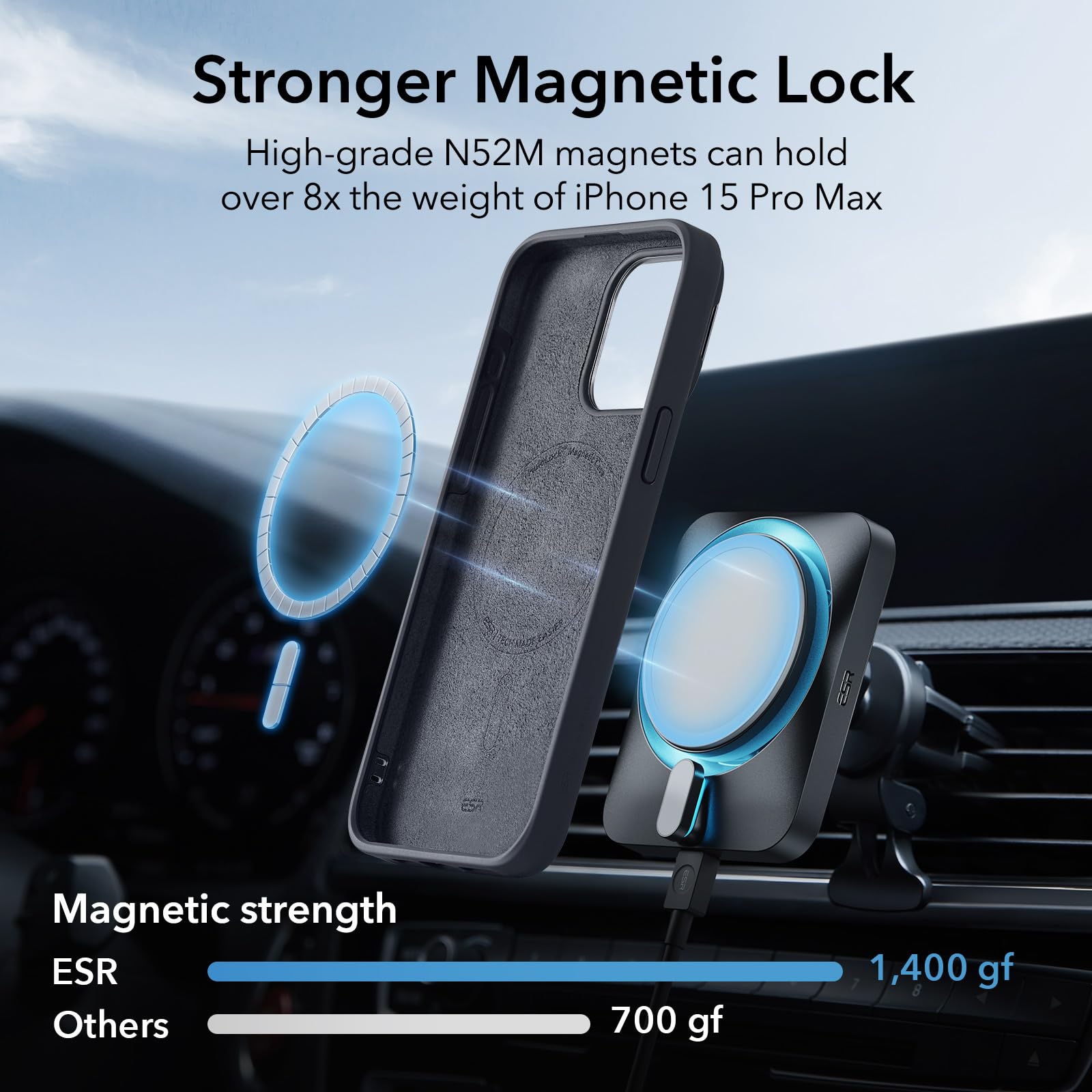 Foto 7 pulgar | Funda De Teléfono Esr Magsafe De Silicona Con Soporte Para Iphone 15 Pro Max - Venta Internacional.