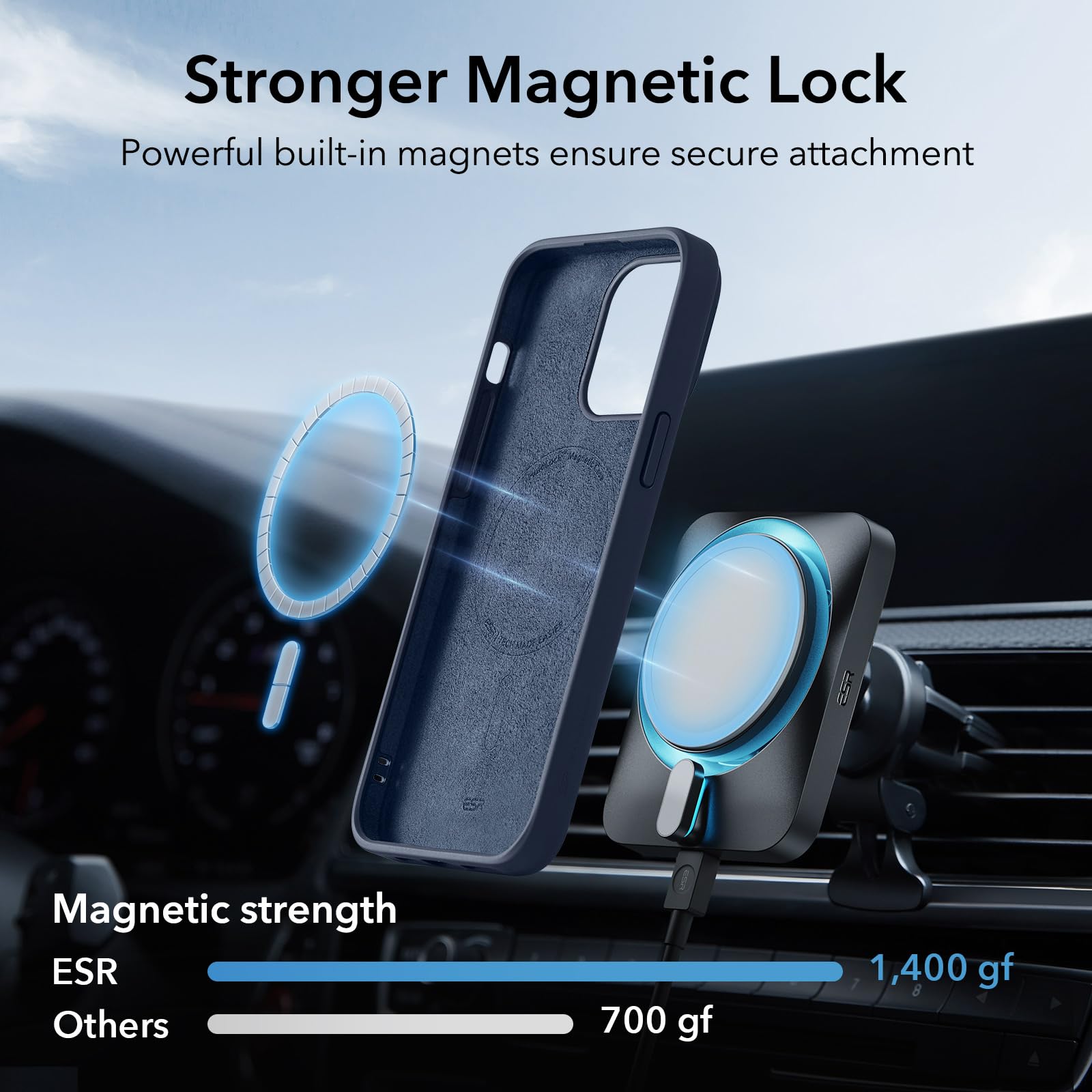 Foto 4 pulgar | Funda Esr Para Iphone 15 Con Magsafe, Silicona, Azul Oscuro - Venta Internacional.