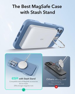 Foto 4 | Funda De Silicona Esr Con Soporte Para Iphone 16 Plus, Color Azul Claro - Venta Internacional.