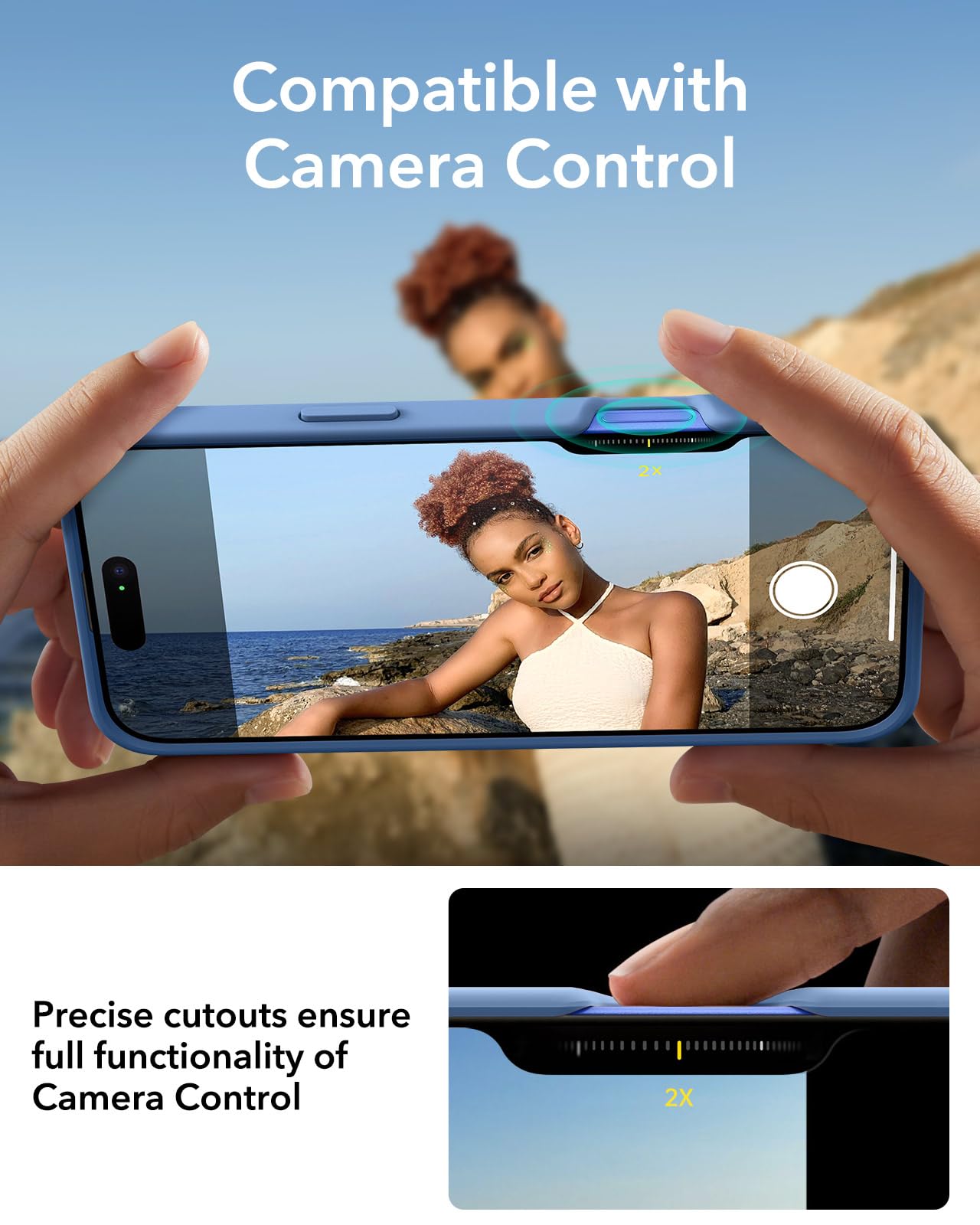 Foto 7 pulgar | Funda De Silicona Esr Con Soporte Para Iphone 16 Plus, Color Azul Claro - Venta Internacional.