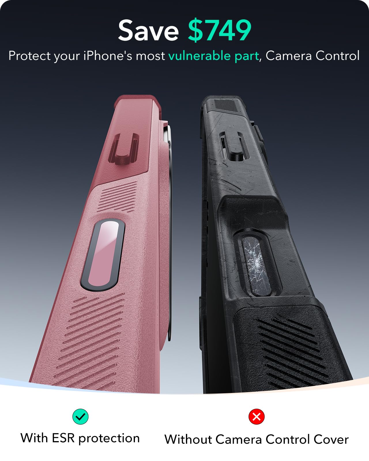Foto 4 pulgar | Funda Esr Para Iphone 16 Con Soporte, Protección Contra Caídas De Grado Militar De 23 Pies Con Botón - Venta Inter