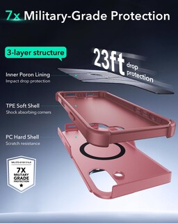 Foto 5 | Funda Esr Para Iphone 16 Con Soporte, Protección Contra Caídas De Grado Militar De 23 Pies Con Botón - Venta Inter
