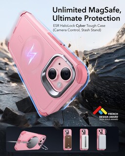 Foto 2 | Funda Esr Para Iphone 15 Con Soporte Para Iphone 15, Protección Contra Caídas De 7 M, Rosa - Venta Internacional.