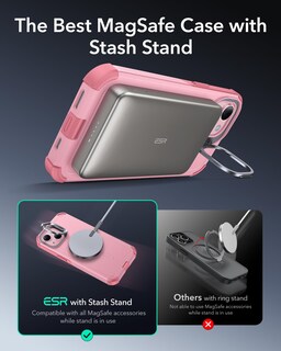 Foto 4 | Funda Esr Para Iphone 15 Con Soporte Para Iphone 15, Protección Contra Caídas De 7 M, Rosa - Venta Internacional.