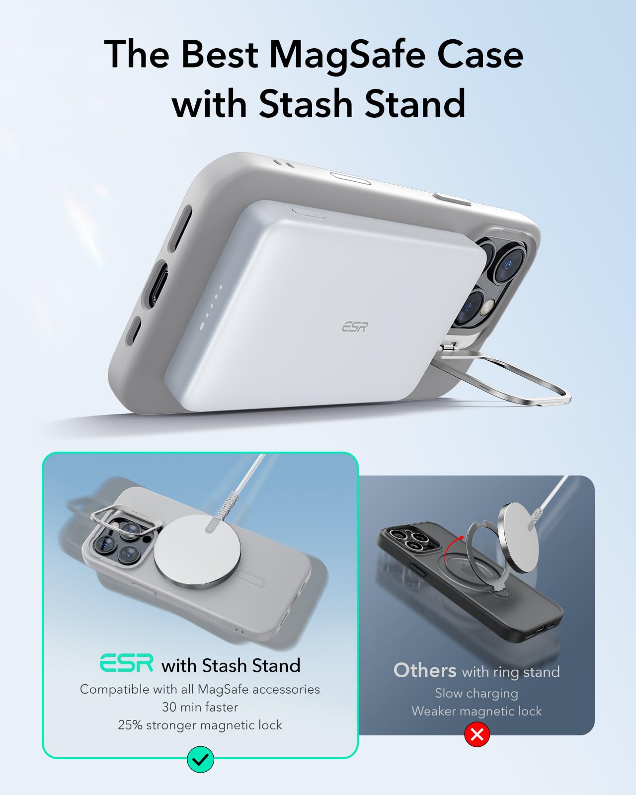 Foto 4 | Funda De Silicona Esr Para Iphone 16 Pro Con Soporte Magsafe, Color Gris - Venta Internacional.