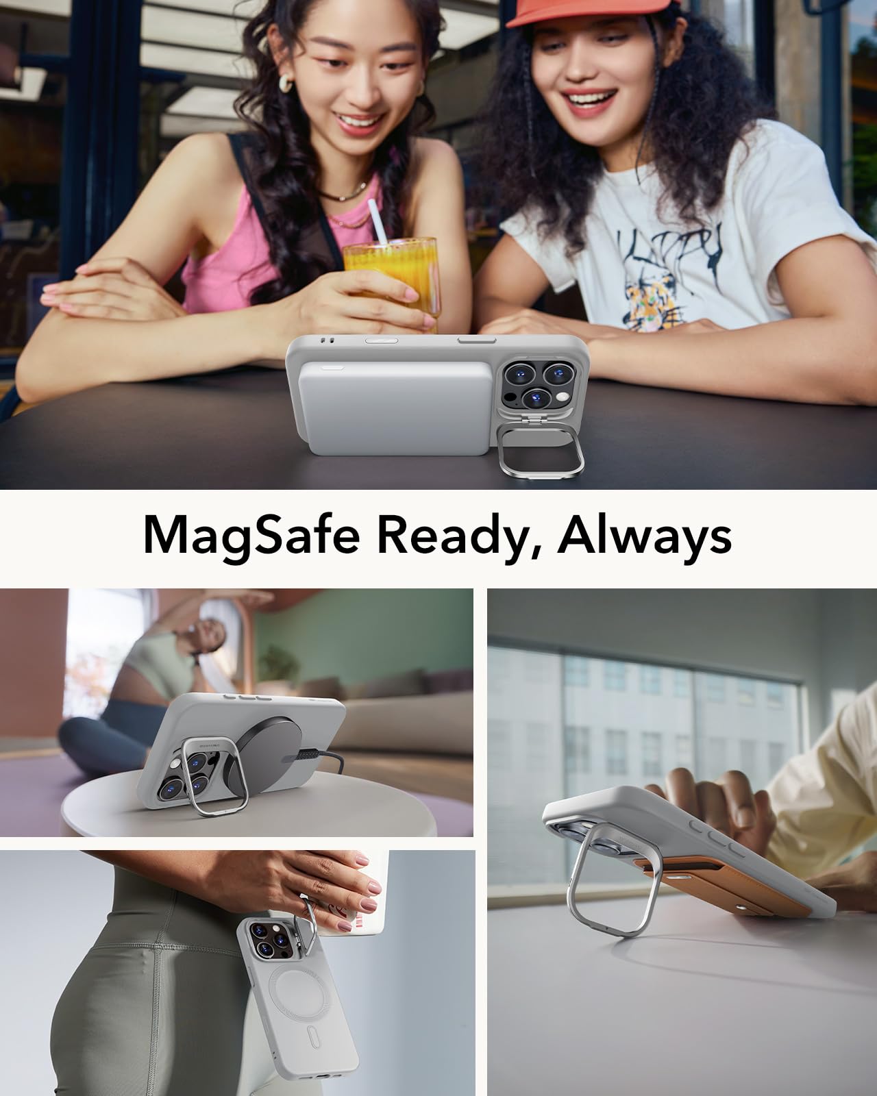 Foto 5 | Funda De Silicona Esr Para Iphone 16 Pro Con Soporte Magsafe, Color Gris - Venta Internacional.