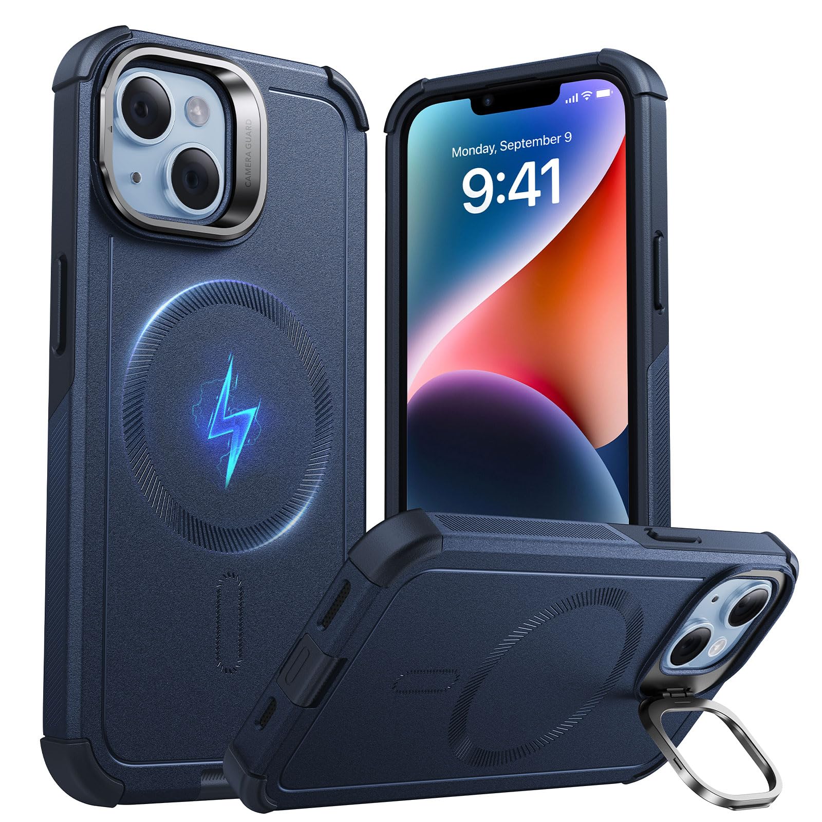 Foto 2 pulgar | Funda De Teléfono Esr Cyber Series Con Soporte Para Iphone 13/14, Color Azul - Venta Internacional.