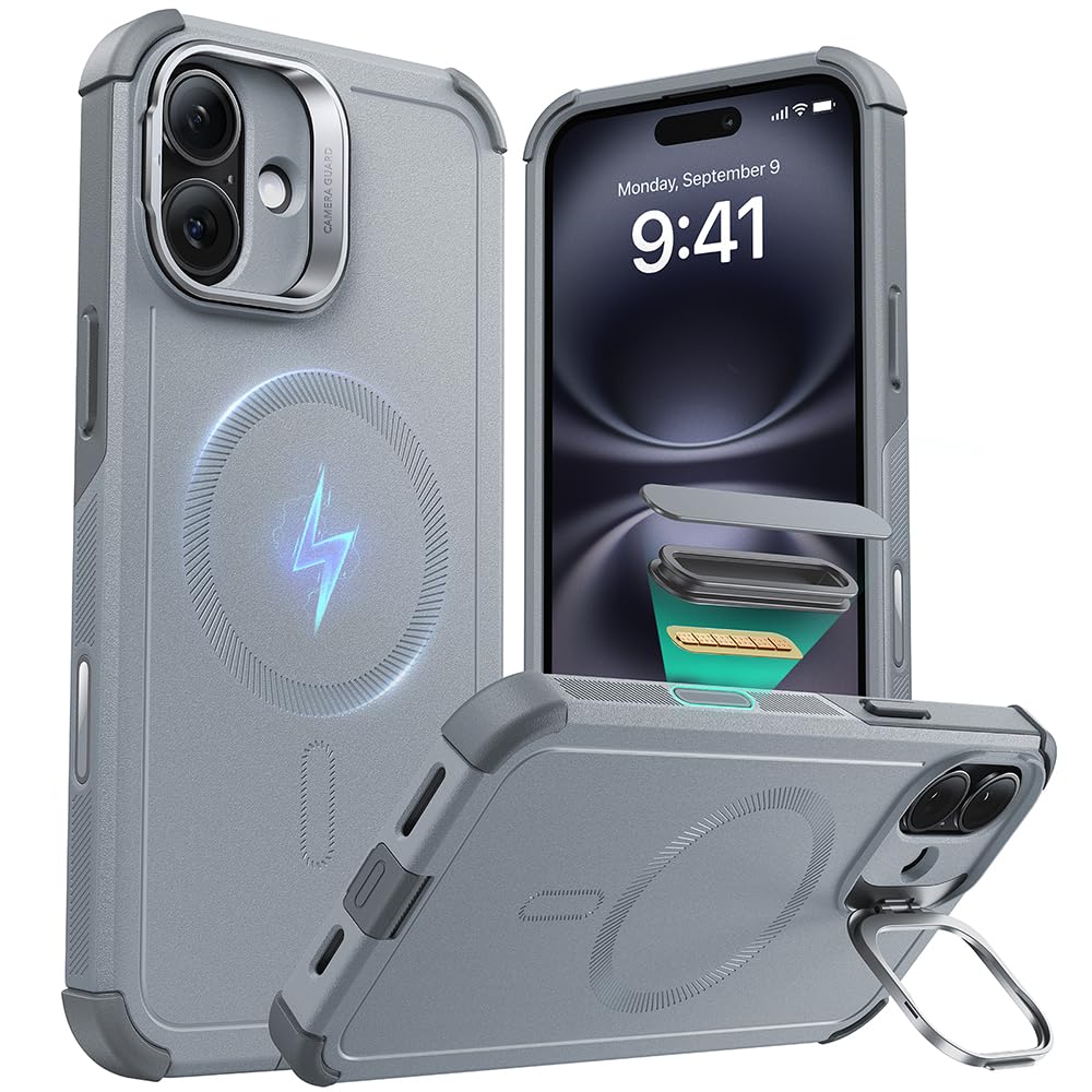 Foto 1 | Funda De Teléfono Esr Para Iphone 16 Con Soporte De Protección Contra Caídas De 23 Pies, Gris Claro - Venta Interna