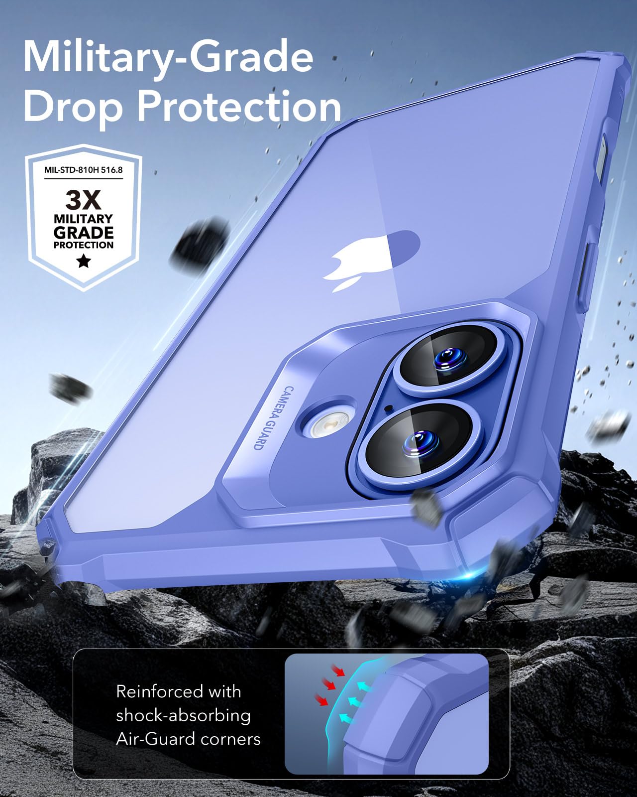 Foto 4 pulgar | Funda De Teléfono Esr Air Armor Series Para Iphone 16, Azul Transparente - Venta Internacional.